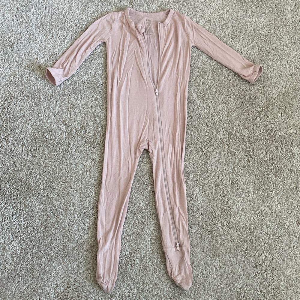 Kyte baby bamboo footie - soft blush pink 18-24 month
